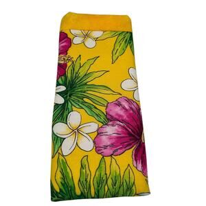 Handmade Quilted Eyeglass Case Yellow Tropical Floral Pattern NEW